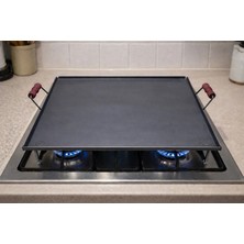 KARAHİSARLI METAL  Ocak Üstü Kare Sac,-Ahşap Kulplu,Yufka, Gözleme ve Katmer Sacı – 1,5 mm kalınlık Sök-Tak Vidalı Ayak