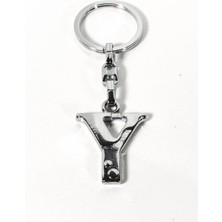 Moncuk Design Y Harfi Gümüş Renk Metal Anahtarlık – Minimal ve Şık Harf Tasarımı