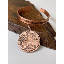 Rupen Kraft Ayarlanabilir %100 Saf Bakır Bileklik ve Zırh Dualı Bakır Kolye Ucu Seti