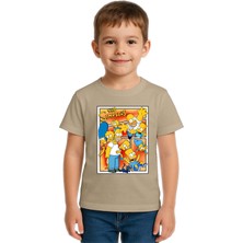 Sedirli Unisex Sımpsons Baskılı Çocuk Tişört Pamuklu Penye Kumaş