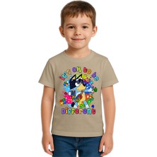 Sedirli Unisex Bluey Baskılı Çocuk Tişört Pamuklu Penye Kumaş