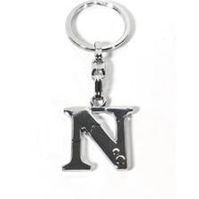 Moncuk Design N Harfi Gümüş Renk Metal Anahtarlık – Minimal ve Şık Harf Tasarımı