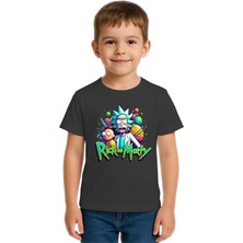 Sedirli Unisex Rick And Morty Baskılı Çocuk Tişört Pamuklu Penye Kumaş