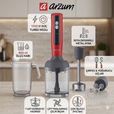 Arzum AR1092 Mano 1700W Çoklu Set El Blenderi 800 ml Doğrayıcı Paslanmaz Çelik Bıçak 3 Hız