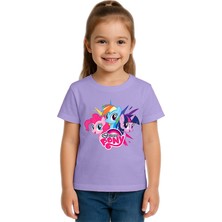 Sedirli Unisex My Little Pony Baskılı Çocuk Tişört Pamuklu Penye Kumaş