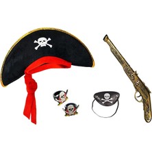 Hayat Store Korsan Şapkası +  + Maske + 2 Adet Yüzük Kostüm Seti Çocuk