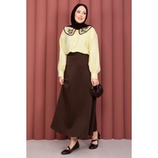 SVS Yaka Nakışlı  Etek Üstü  Gömlek Sarı