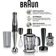 Braun 1200 Watt Multiquick 9 El Blender Seti MQ9147X Active Powerdrive Püre Ezici Blender Doğrayıcı Çırpıcı Beher 7 Parça