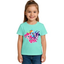 Sedirli Unisex My Little Pony Baskılı Çocuk Tişört Pamuklu Penye Kumaş
