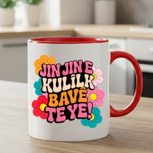 Zerya Jin Jin E Kulîlk Bavê Te Ye Klasik Kırmızı Renk Porselen Kupa Bardak
