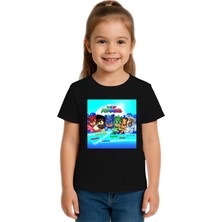 Sedirli Unisex Pijamaskeliler Baskılı Çocuk Tişört Pamuklu Penye Kumaş