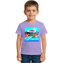 Sedirli Unisex Pijamaskeliler Baskılı Çocuk Tişört Pamuklu Penye Kumaş