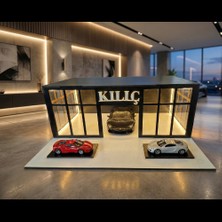 Chagri Kişiye Özel Isimli Işıklı Diecast Model Araba Garajı Diorama Showroom - Koleksiyon Sergileme Standı Vitrini