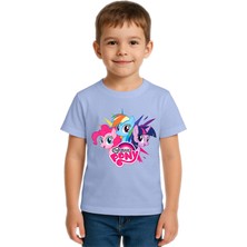 Sedirli Unisex My Little Pony Baskılı Çocuk Tişört Pamuklu Penye Kumaş
