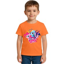 Sedirli Unisex My Little Pony Baskılı Çocuk Tişört Pamuklu Penye Kumaş