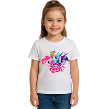 Sedirli Unisex My Little Pony Baskılı Çocuk Tişört Pamuklu Penye Kumaş