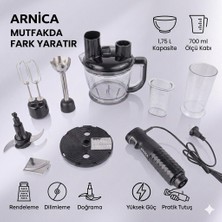 Arnica Diamond GH21481 1200W Rendeli Blender Seti 1.75L Doğrayıcı Hazne Çırpıcı Rendeleme Diski Çift Kademeli Turbo Siyah