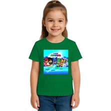 Sedirli Unisex Pijamaskeliler Baskılı Çocuk Tişört Pamuklu Penye Kumaş