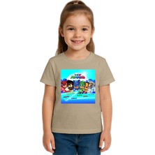 Sedirli Unisex Pijamaskeliler Baskılı Çocuk Tişört Pamuklu Penye Kumaş