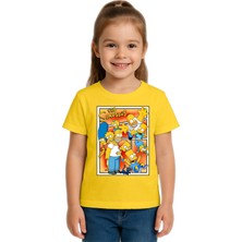 Sedirli Unisex Sımpsons Baskılı Çocuk Tişört Pamuklu Penye Kumaş