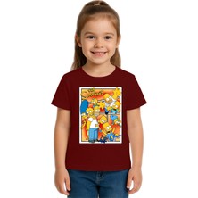 Sedirli Unisex Sımpsons Baskılı Çocuk Tişört Pamuklu Penye Kumaş