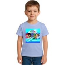Sedirli Unisex Pijamaskeliler Baskılı Çocuk Tişört Pamuklu Penye Kumaş