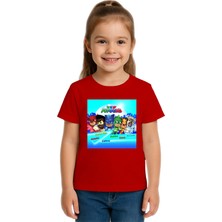 Sedirli Unisex Pijamaskeliler Baskılı Çocuk Tişört Pamuklu Penye Kumaş