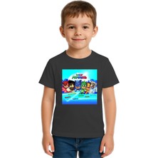 Sedirli Unisex Pijamaskeliler Baskılı Çocuk Tişört Pamuklu Penye Kumaş