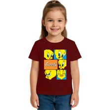 Sedirli Unisex Tweety Baskılı Çocuk Tişört Pamuklu Penye Kumaş