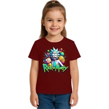 Sedirli Unisex Rick And Morty Baskılı Çocuk Tişört Pamuklu Penye Kumaş