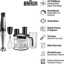 Braun MQ7075X El Blender Set 1000W Activeblade Smartspeed Powerbell Plus Paslanmaz Çelik Mutfak Robotu Çırpıcı Beher