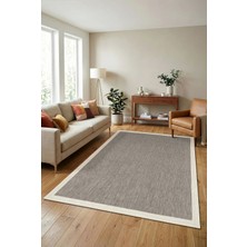 Cinka Home Kaydırmaz Tabanlı Makinede Yıkanabilir Toz Hav Vermez Çerçeveli Sisal 6634 Gri Krem