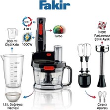 Fakir 1000W Mr Chef Quadro Blender Seti Doğrayıcı Rendeleme Dilimleme Çırpıcı 900ML Ölçü Kabı Komple Set Siyah