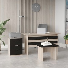 L'occi Concept Diego Abc Ofis Masa Sehpa Keson 3 'lü Ofis Büro Masa Takımı Meşe-Siyah
