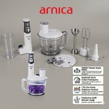 Arnica GH21800 Diva Pro 1200W Rendeli El Blender Seti 1.75L Geniş Hazne Paslanmaz Çelik Bıçak Rendeleme Dilimleme Beyaz