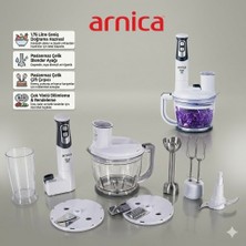 Arnica Diva Pro GH21800 1200W Paslanmaz Çelik Bıçaklı Rendeli Doğrayıcı El Blender Seti 1.75 Litre Beyaz