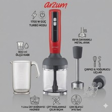 Arzum 1700W Mano El Blender Seti AR1092 Paslanmaz Çelik Doğrayıcı Çırpıcı 600ML Ölçü Kabı Komple Set 3 Yıl Garanti