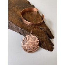 Rupen Kraft Ayarlanabilir %100 Saf Bakır Bileklik ve Zırh Dualı Bakır Kolye Ucu Seti