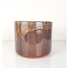 Emel Ceramics Ceres – Işıltı Serisi El Yapımı Seramik Espresso Kupası, Modern Form, Bakır Işıltılı Sır, 240 ml