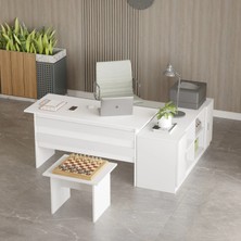 L'occi Concept Diego Abf Ofis Masa Sehpa Kapaklı Kitaplık Büro Masa Takımı Beyaz
