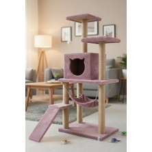 Missidea S9 Kedi Tırmalama Kulesi Platformlu 124 cm Gül Kurusu