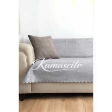 Kumaşçıtr Koltuk Çekyat Örtüsü – Kaymaz Tabanlı Süngerli Kadife Kumaş Gri Gofraj Baskı 170-205