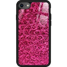 Snacase Apple iPhone Se Uyumlu Pembe Gül Tasarımlı Parlak Silikon Kılıf