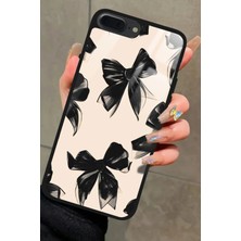 Snacase Apple iPhone 8 Plus Uyumlu Siyah Kurdele Tasarımlı Parlak Silikon Kılıf