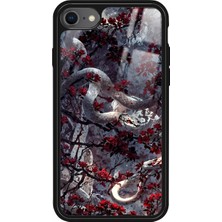 Snacase Apple iPhone Se Uyumlu Kırmızı Ağaç Tablosu Tasarımlı Glossy Silikon Kılıf