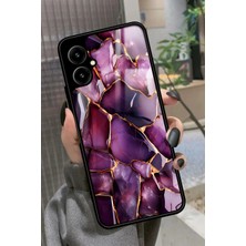 Snacase Omix X5 Uyumlu Mor Mermer Tasarımlı Parlak Silikon Kılıf