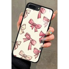 Snacase Apple iPhone 7 Plus Uyumlu Pembe Kurdele Tasarımlı Parlak Silikon Kılıf