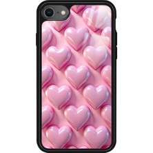 Snacase Apple iPhone Se Uyumlu Pembe Kalp Tasarımlı Parlak Silikon Kılıf