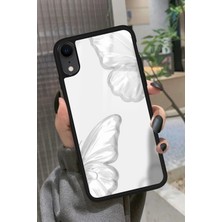 Snacase Apple iPhone Xr Uyumlu Beyaz Kelebek Tasarımlı Glossy Silikon Kılıf