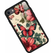 Snacase Apple iPhone 7 Uyumlu Kırmızı Kelebek Tasarımlı Glossy Silikon Kılıf